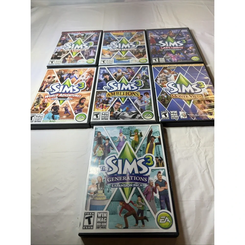 Lot Of 7 The Sims 3 Pc Cd ROM Computer Games